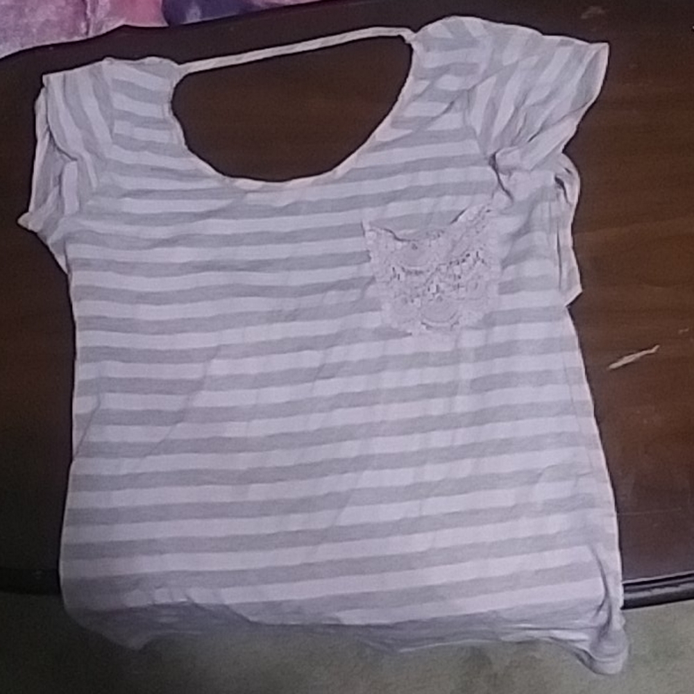 Pink and Grey stripe t shirt
